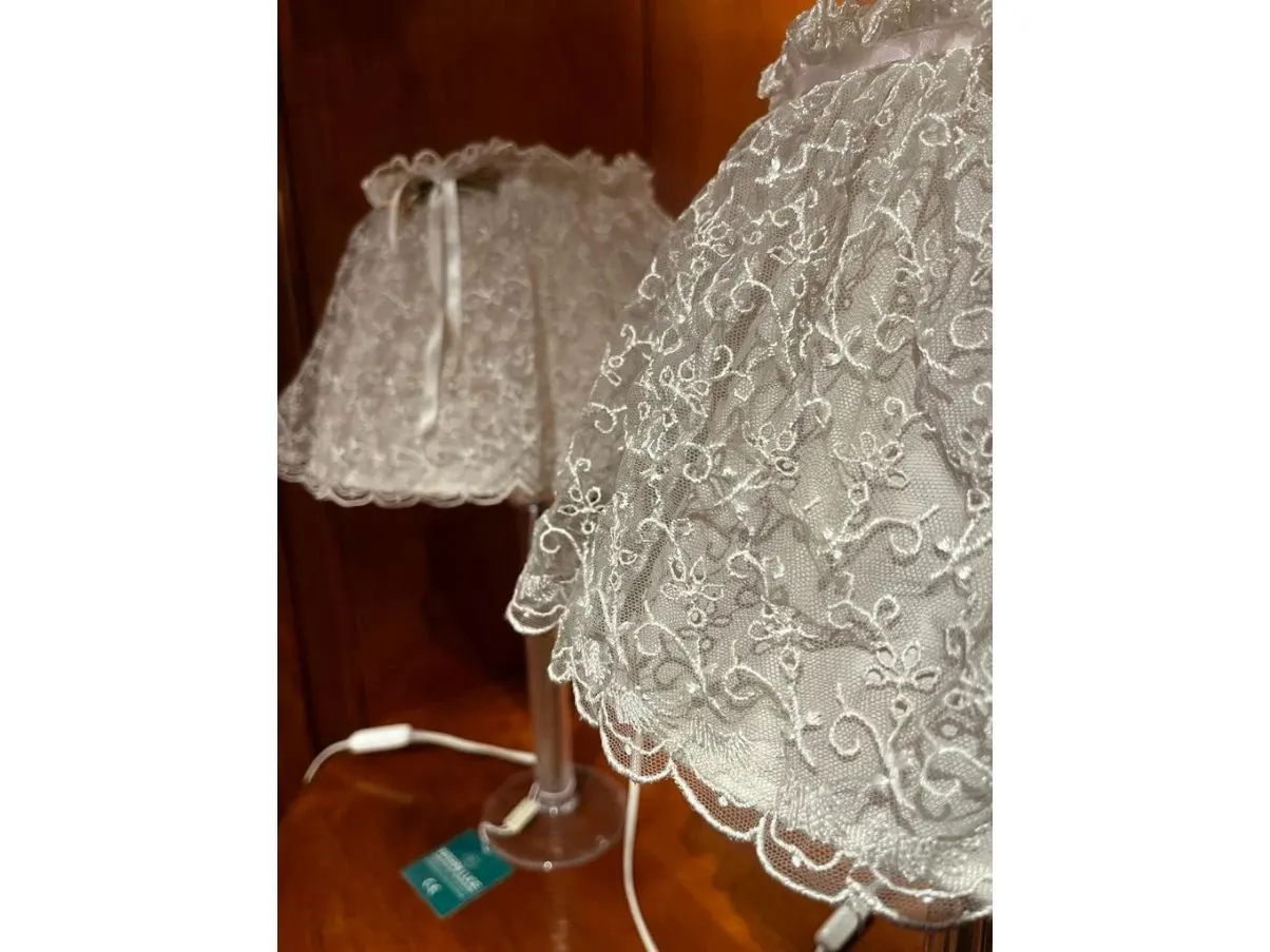 Set of 2 table lamps in glass and fabric, Interni Luce 5