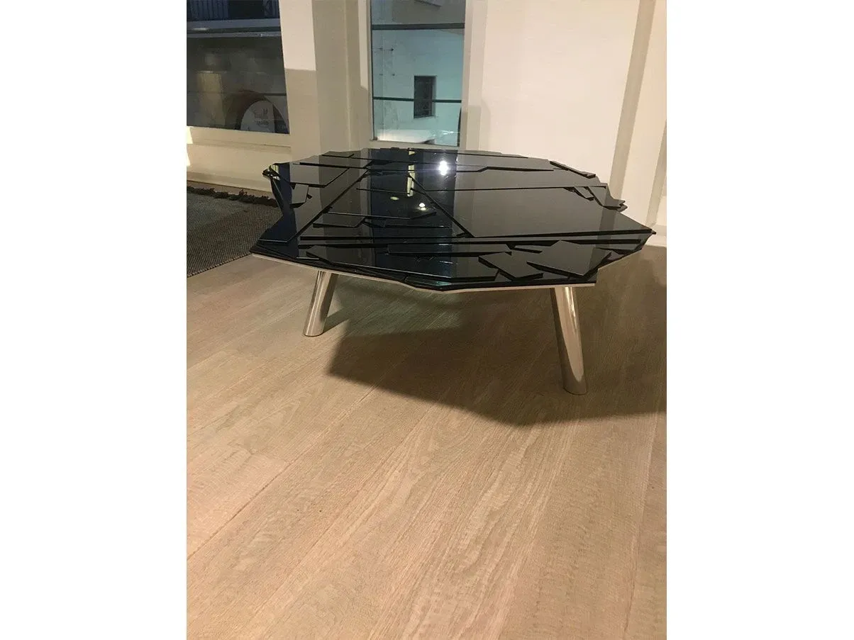 Brasilia polygonal coffee table in steel and methacrylate (black), Edra 6
