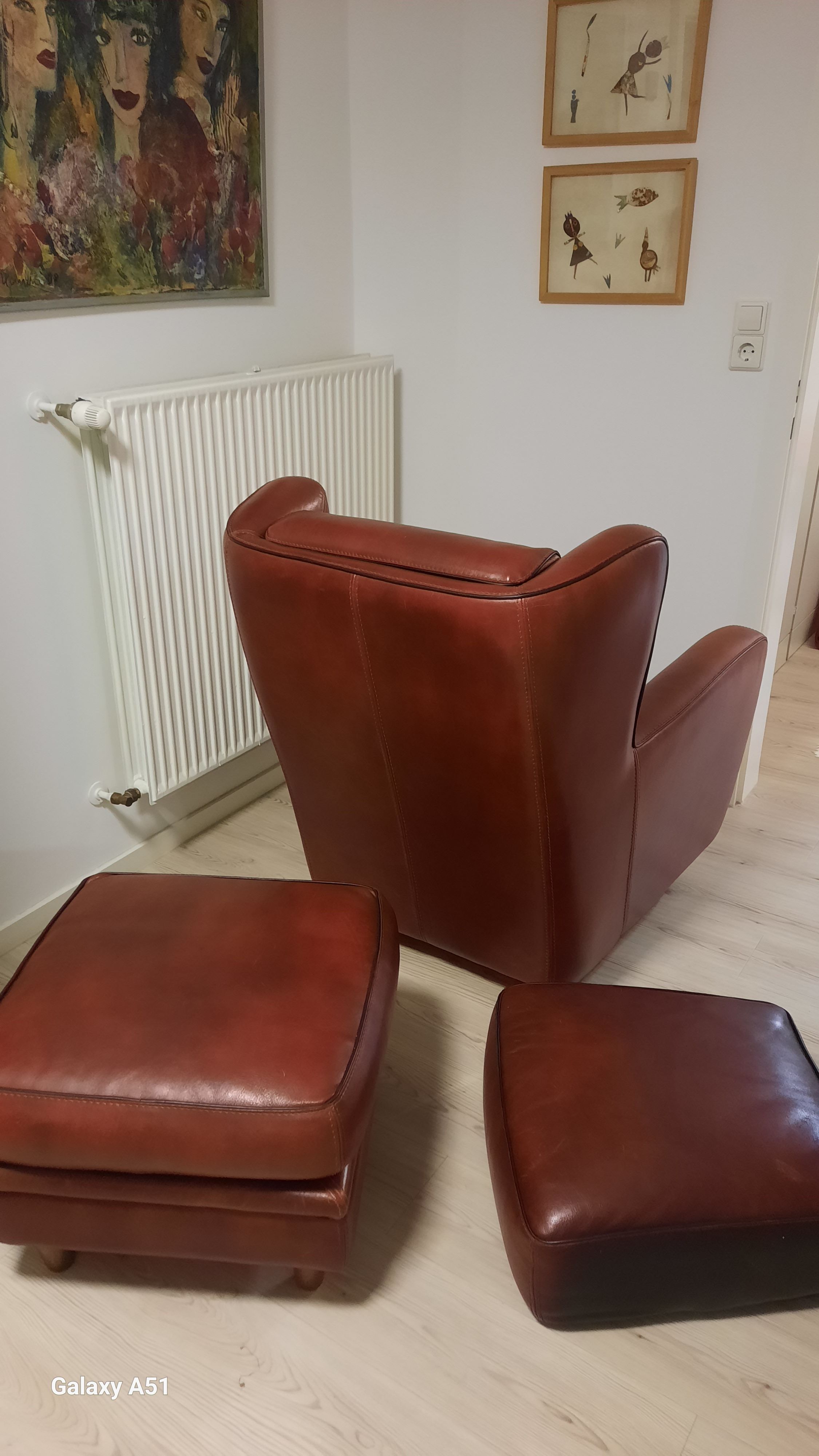 Vintage Chaise Longue aus bordeauxrotem Leder Side