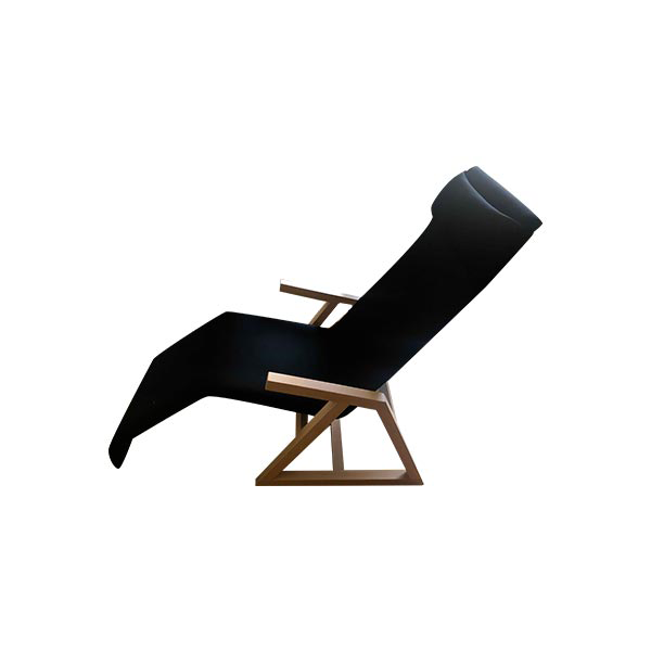 Easy reclining armchair in wood and fabric, Lina Design