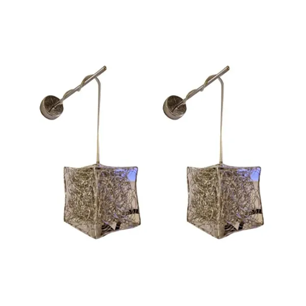 Set of 2 wall lamps Qubetto S15 in steel, Knikerboker image