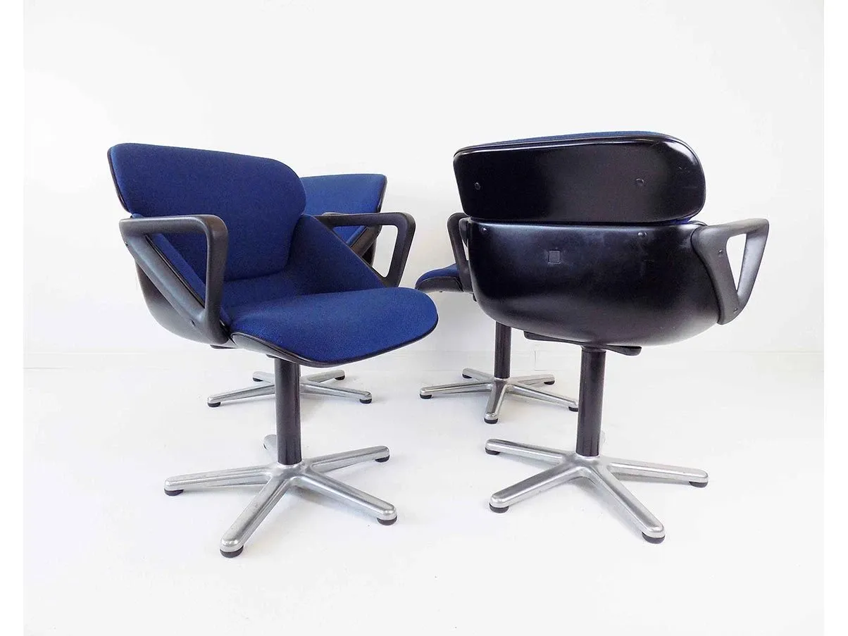 4er-Set Stühle Modell 190 von Hans Roericht (blau) 7