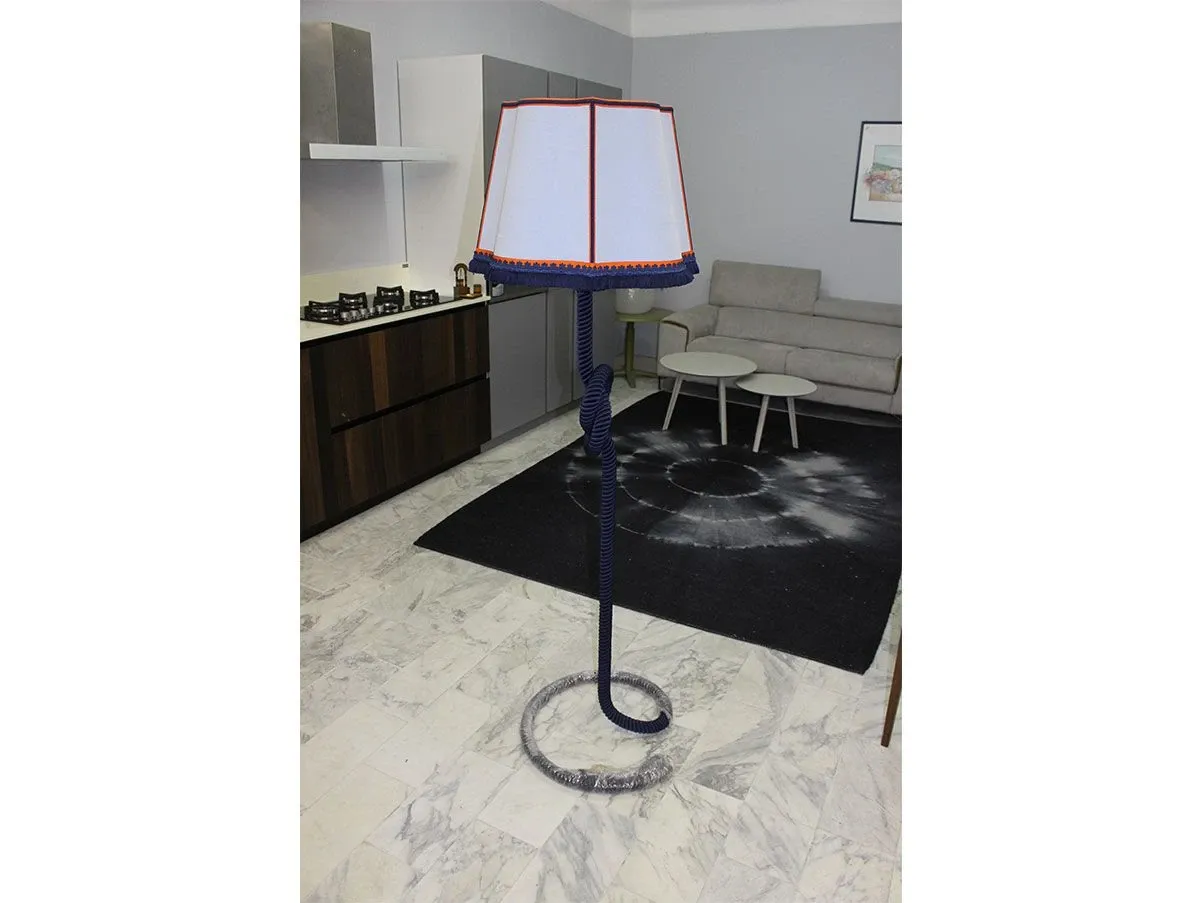 Abatjour floor lamp in velvet and cotton (blue), Baxter 4