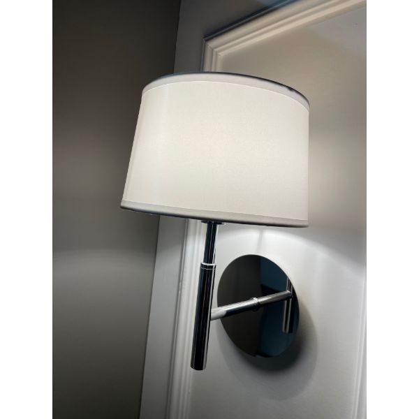 Applique Hilton in tessuto bianco e cromo, Ideal Lux image