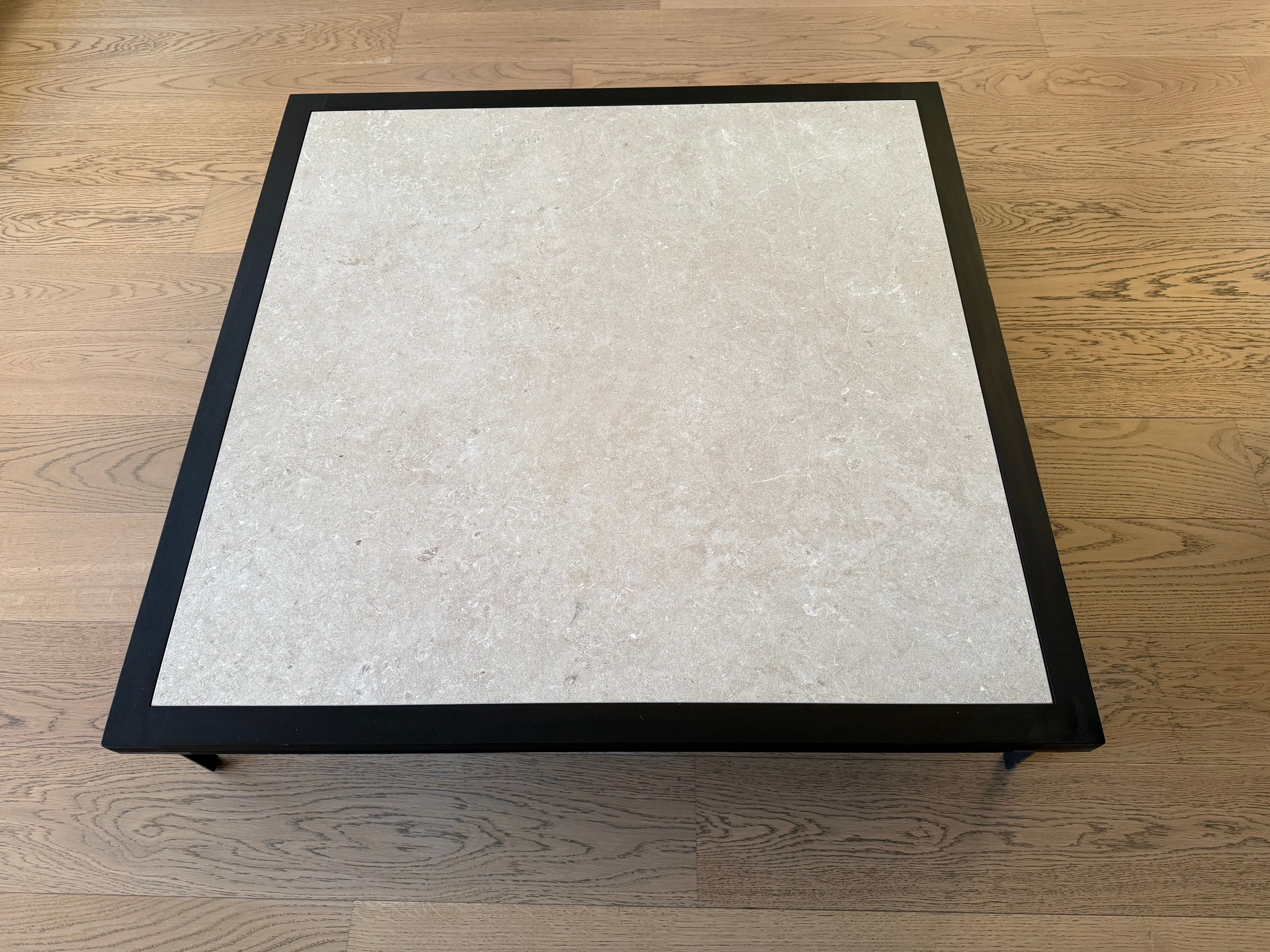 CleoSoft Wood Coffee Table in Porcelain Stoneware and Rosewood Side