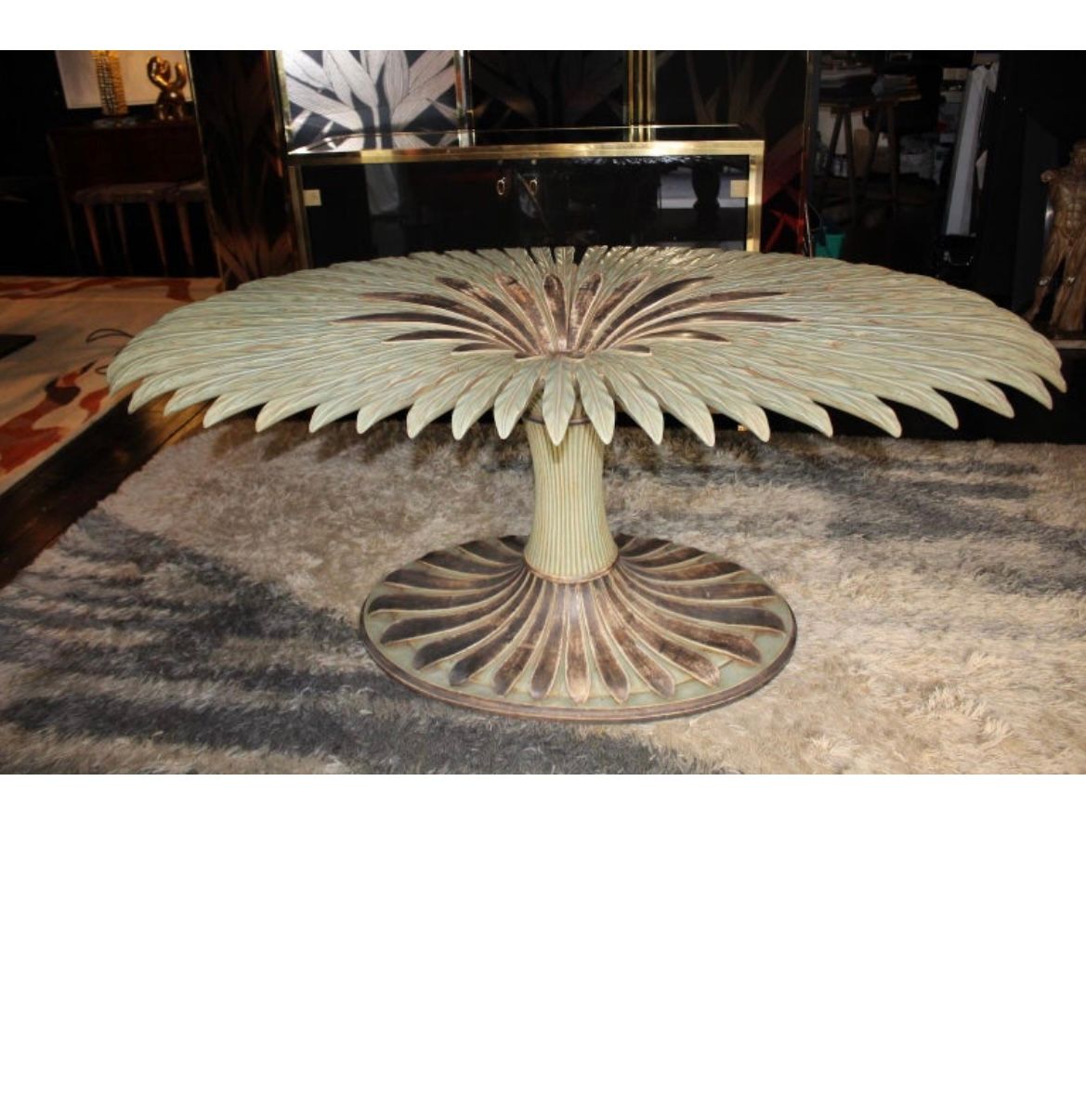 Marguerite oval dining table in walnut and tempered glass (60s), Brand
