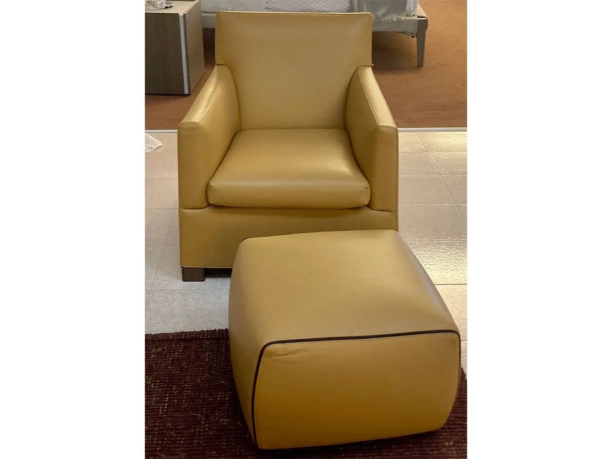 Sessel And mit Hocker von Rodolfo Dordoni aus Leder (beige) 2