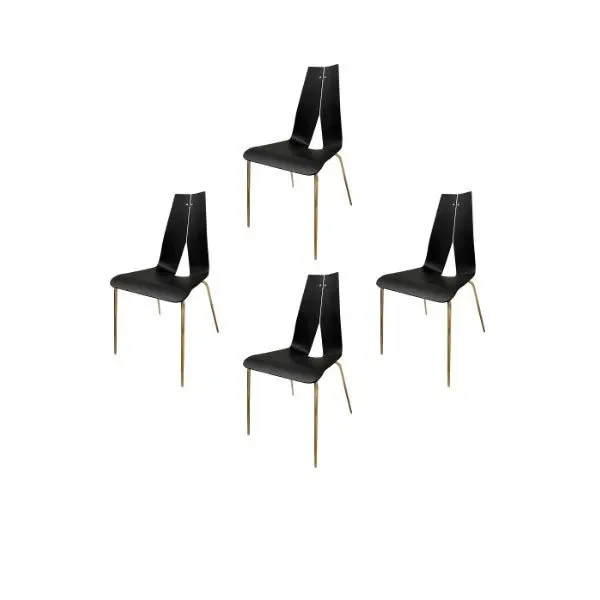 Set of 4 Team chairs in wood and metal (black), Ciacci Kreaty image