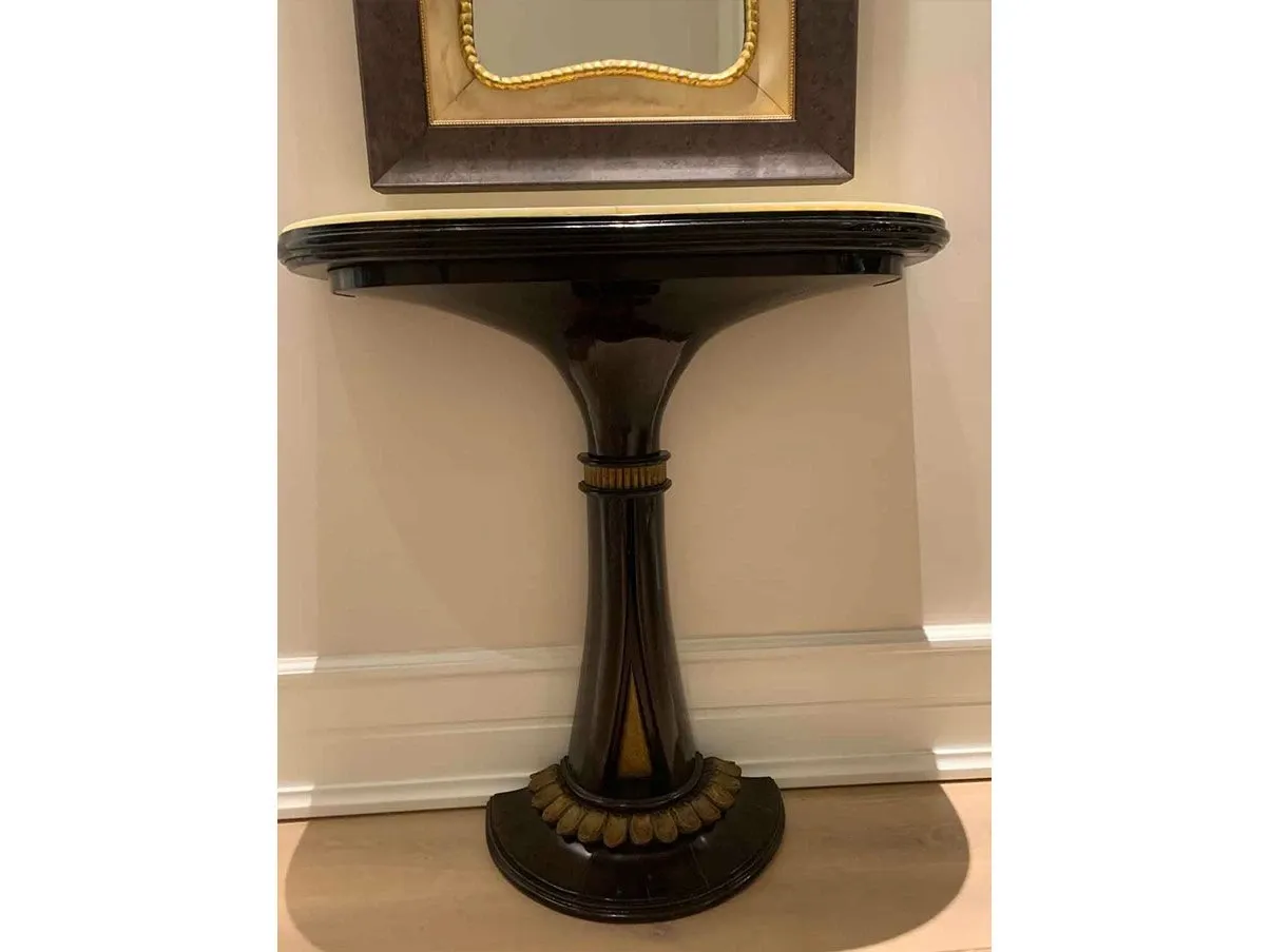 Set 2 consolle in stile Art Déco in legno e pietra onice, 4