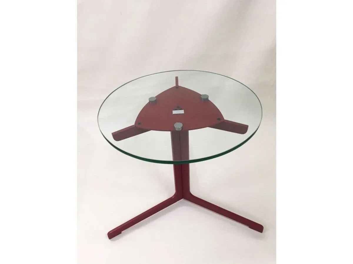 Tavolino con base in acciaio color rosso Grillo 3