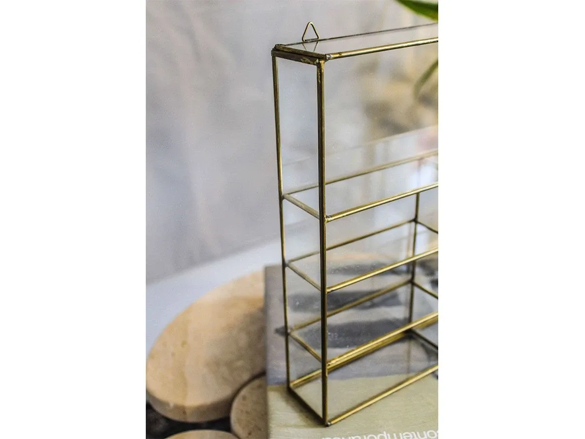 Etagere shelf in brass and glass (1970s) 9