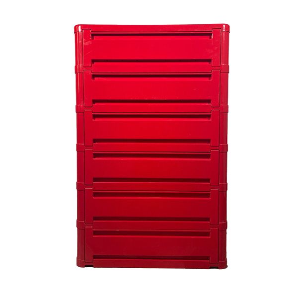 Red shoe rack with 6 drawers, Kartell image