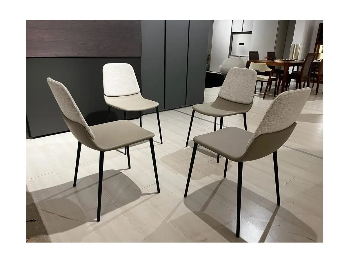 Set of 4 Ermes chairs in eco-leather and fabric, Lago 7