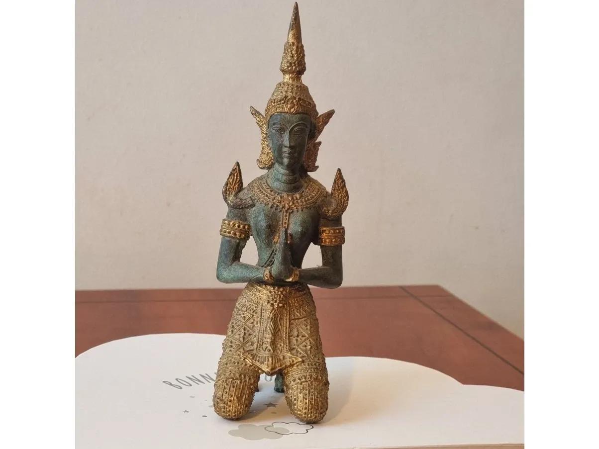 Vintage Bronze Temple Guardians Statue (1980s) 7