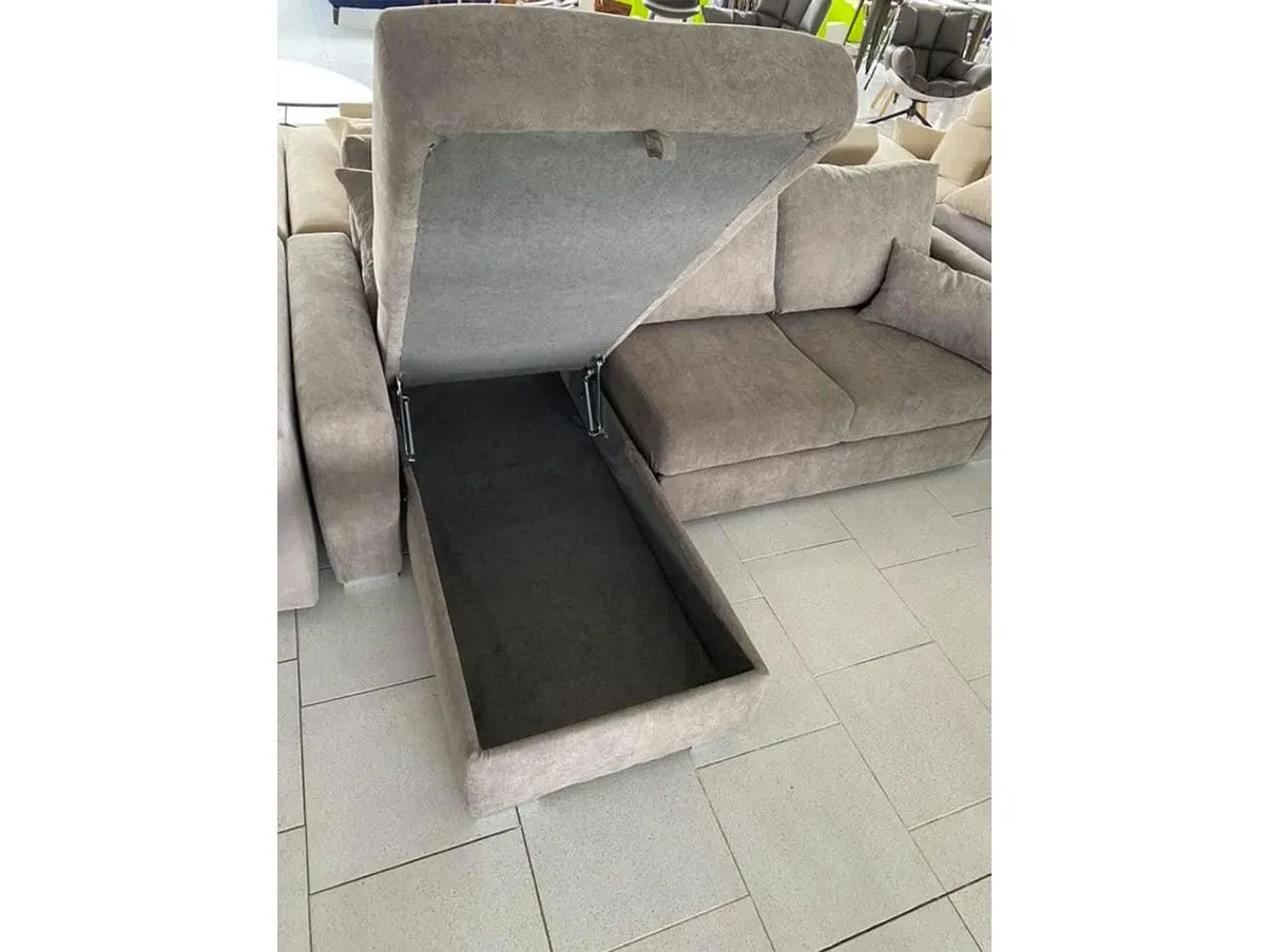 Schlafsofa mit Ottomane und Bettkasten (grau) 1