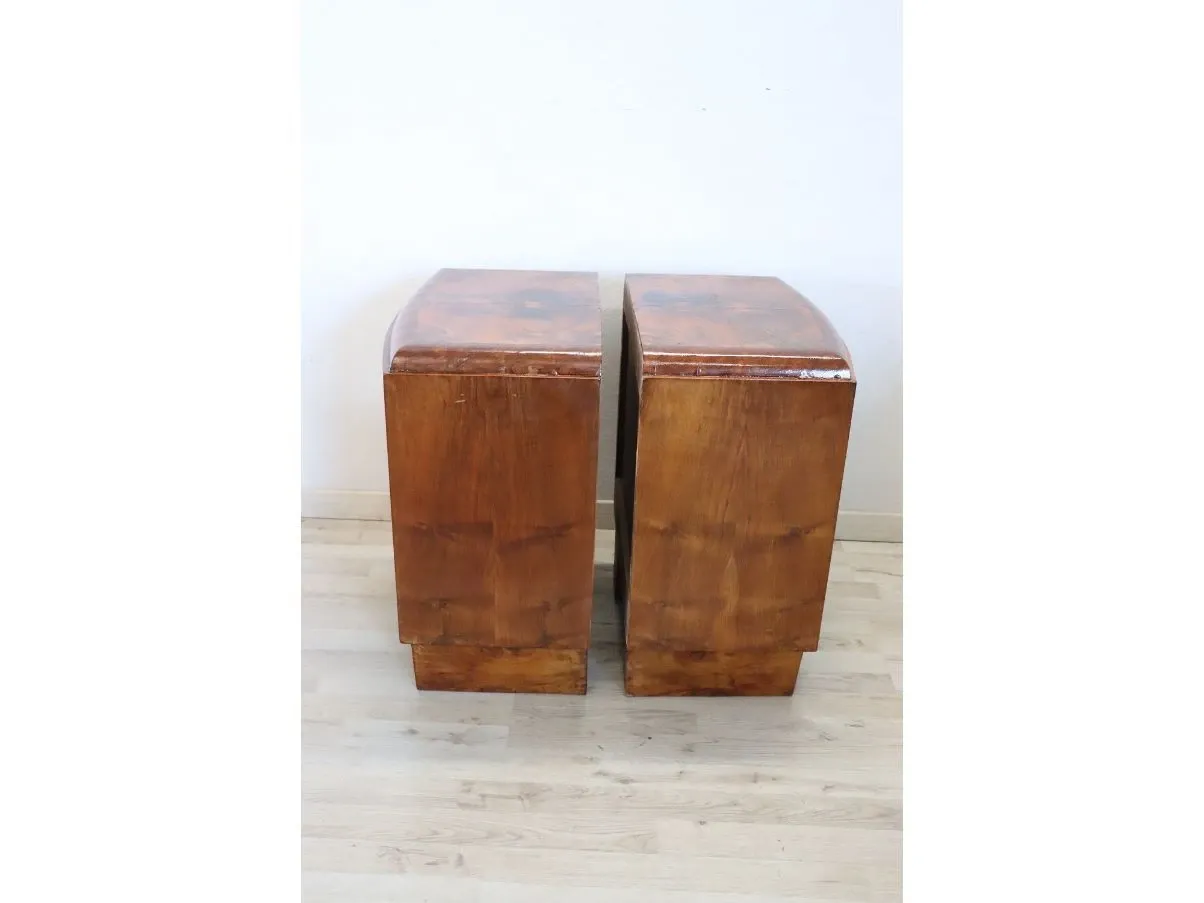Set of 2 vintage wooden bedside tables 7