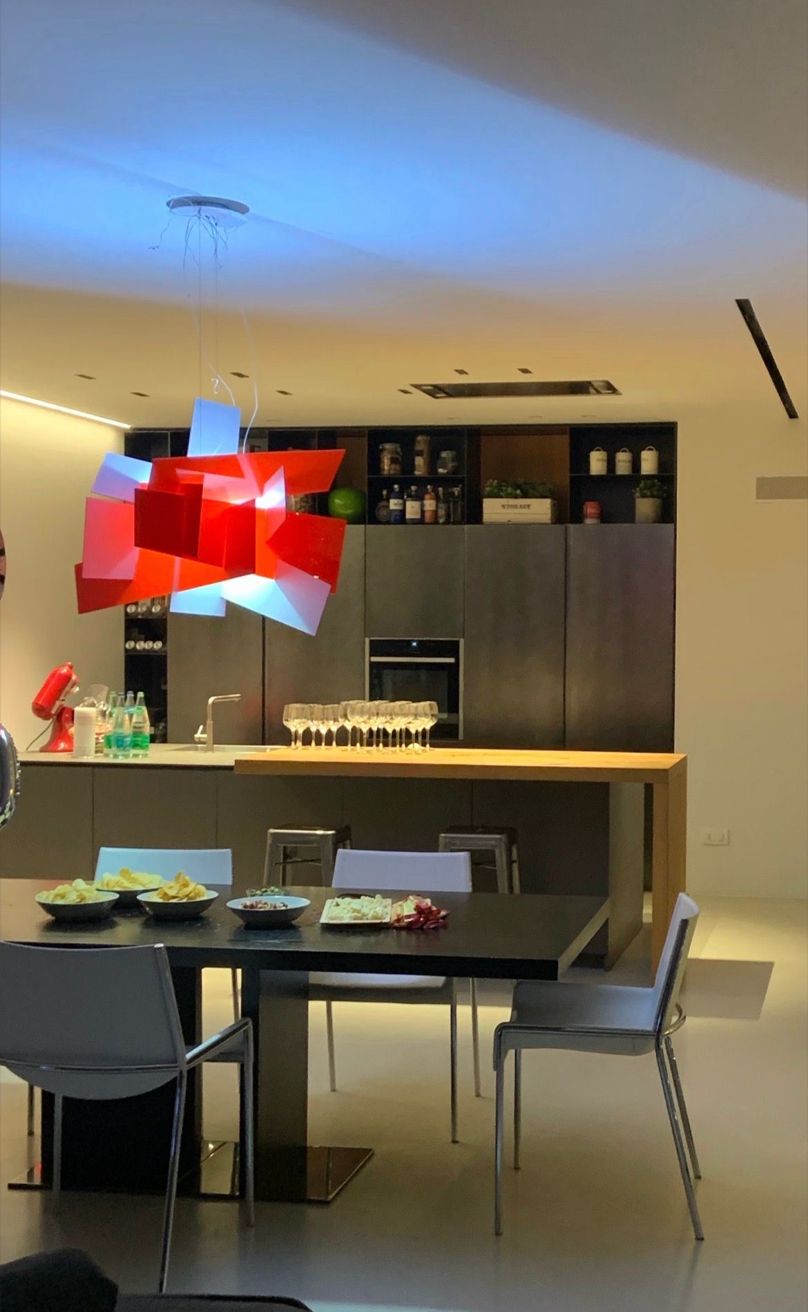 Lampada a sospensione Big Bang rossa Front