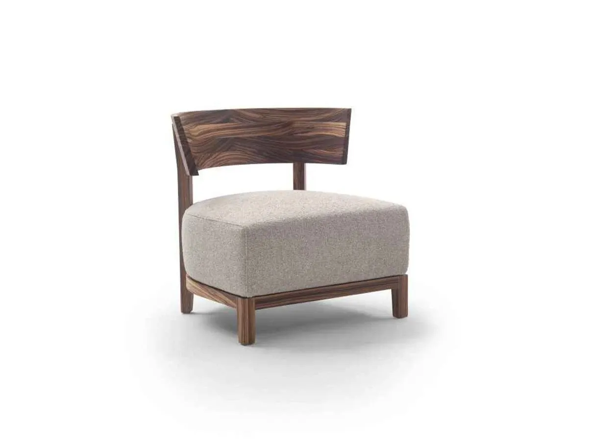 Thomas armchair in walnut wood and fabric cushion, Flexform 2