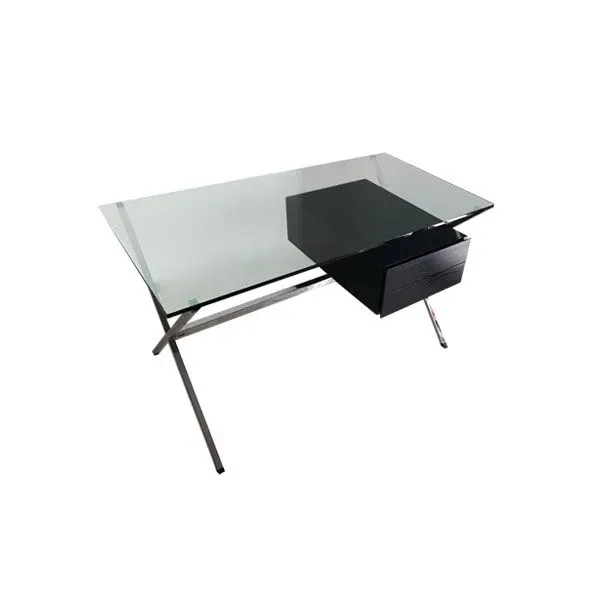 Albini writing desk with drawers in steel and crystal, Knoll image