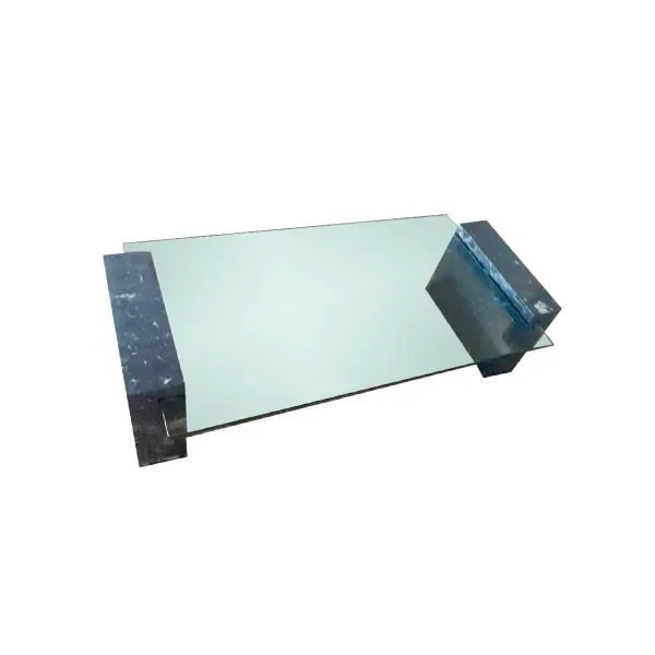 Vintage glass and Marquinia marble coffee table (1980s) image