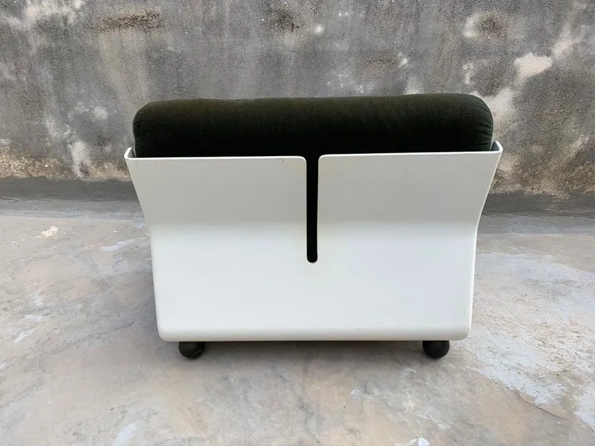 Set 5 poltrone vintage Amanta in ciniglia (verde), B&B Italia 2