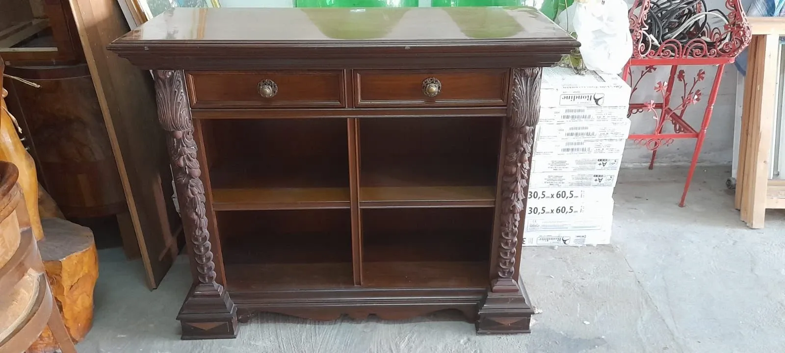 Vintage walnut wood cabinet, 4