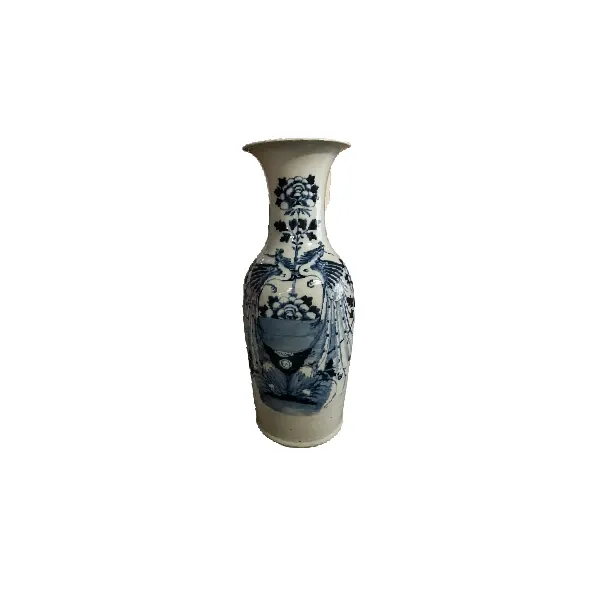 Vintage blue and white Chinese vase with decorations (19th century), image