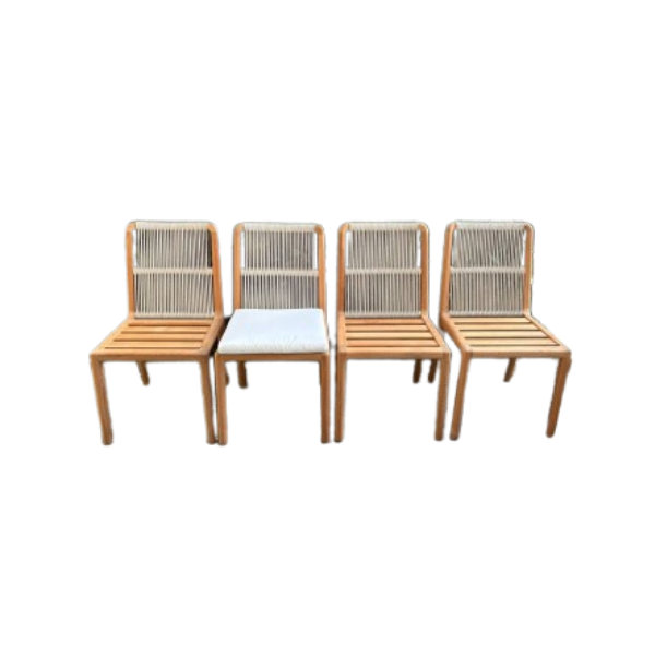 Set of 4 Cobea outdoor teak wood chairs by Vincent Van Duysen image