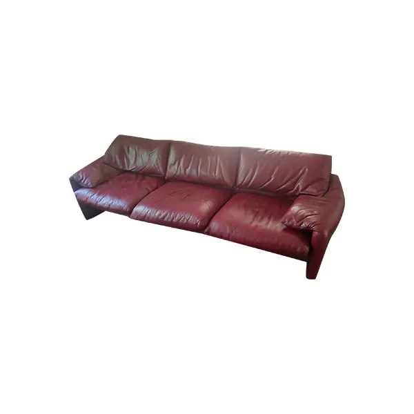 Maralunga iconic 3-seater sofa in leather (bordeaux), Cassina image