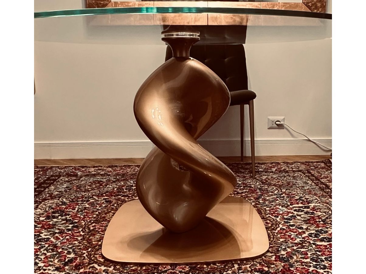 Liquid round table in crystal, Ozzio Front