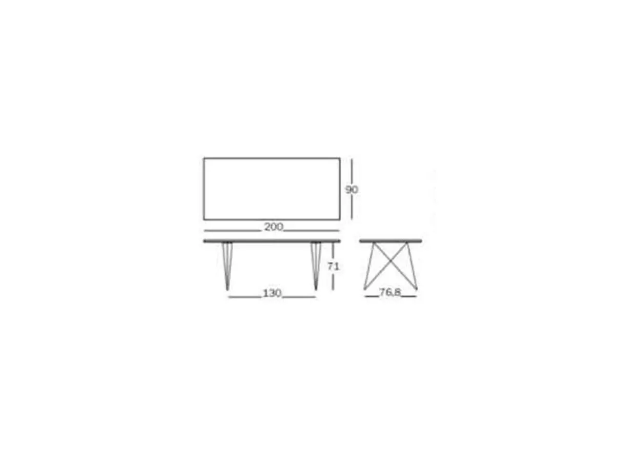 MZ3 rectangular table with steel base, Magis 2