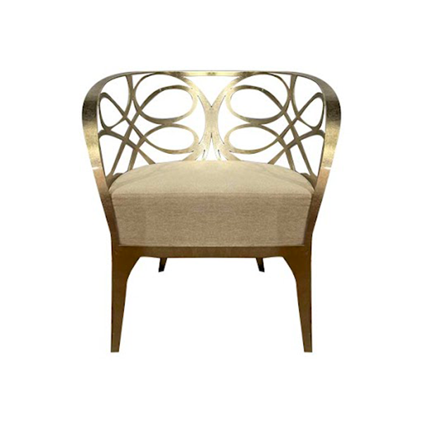 Noè armchair in curved iron and fabric (beige), Cantori image