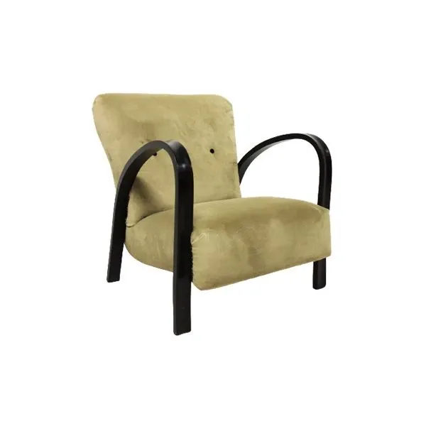 Poltrona vintage in velluto verde (anni 30), 