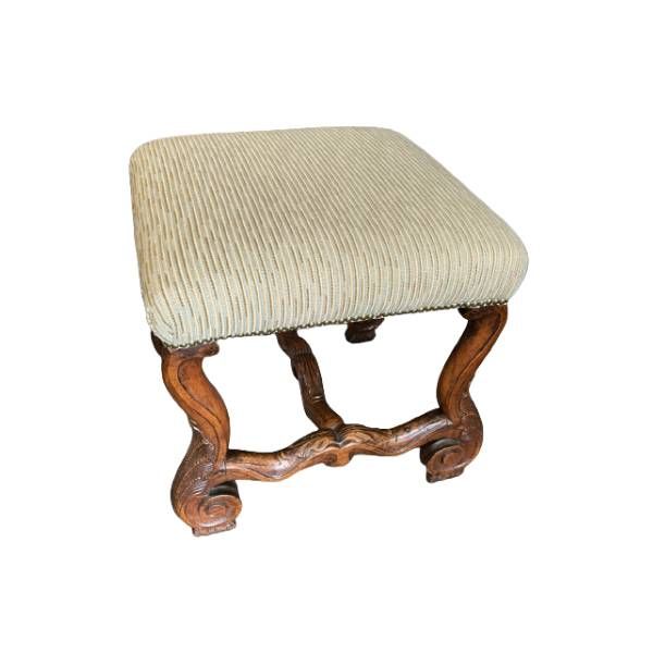 Vintage stool in walnut and linen ('700), image