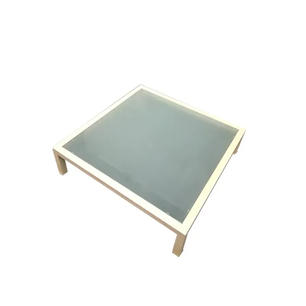 Bed square coffee table in wood and tempered glass, Ivano Redaelli image