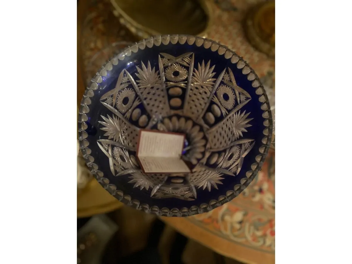 Vintage blue glass vase, 2