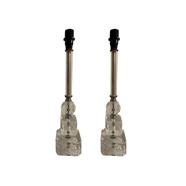 BRUBAKER Set Di 2 Lampade Da Tavolo/Comodino In Legno E Metallo Grigio Con Paralume Tessile - Altezza 33 Cm