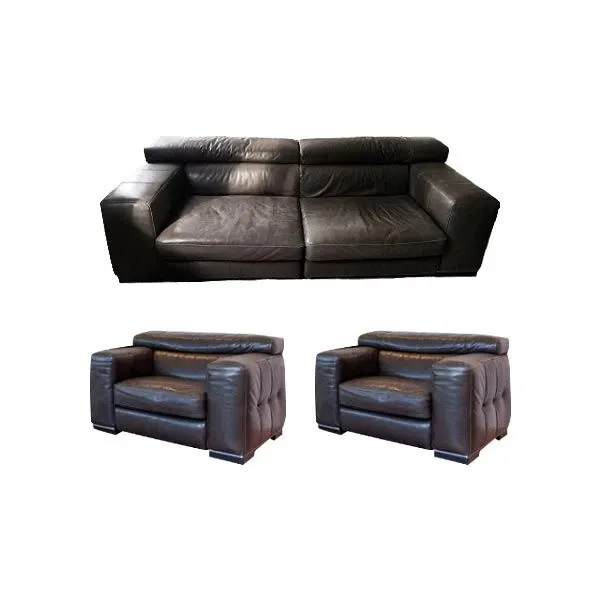 Set of 3 seater sofa and 2 leather armchairs, Divani & Divani by Natuzzi image