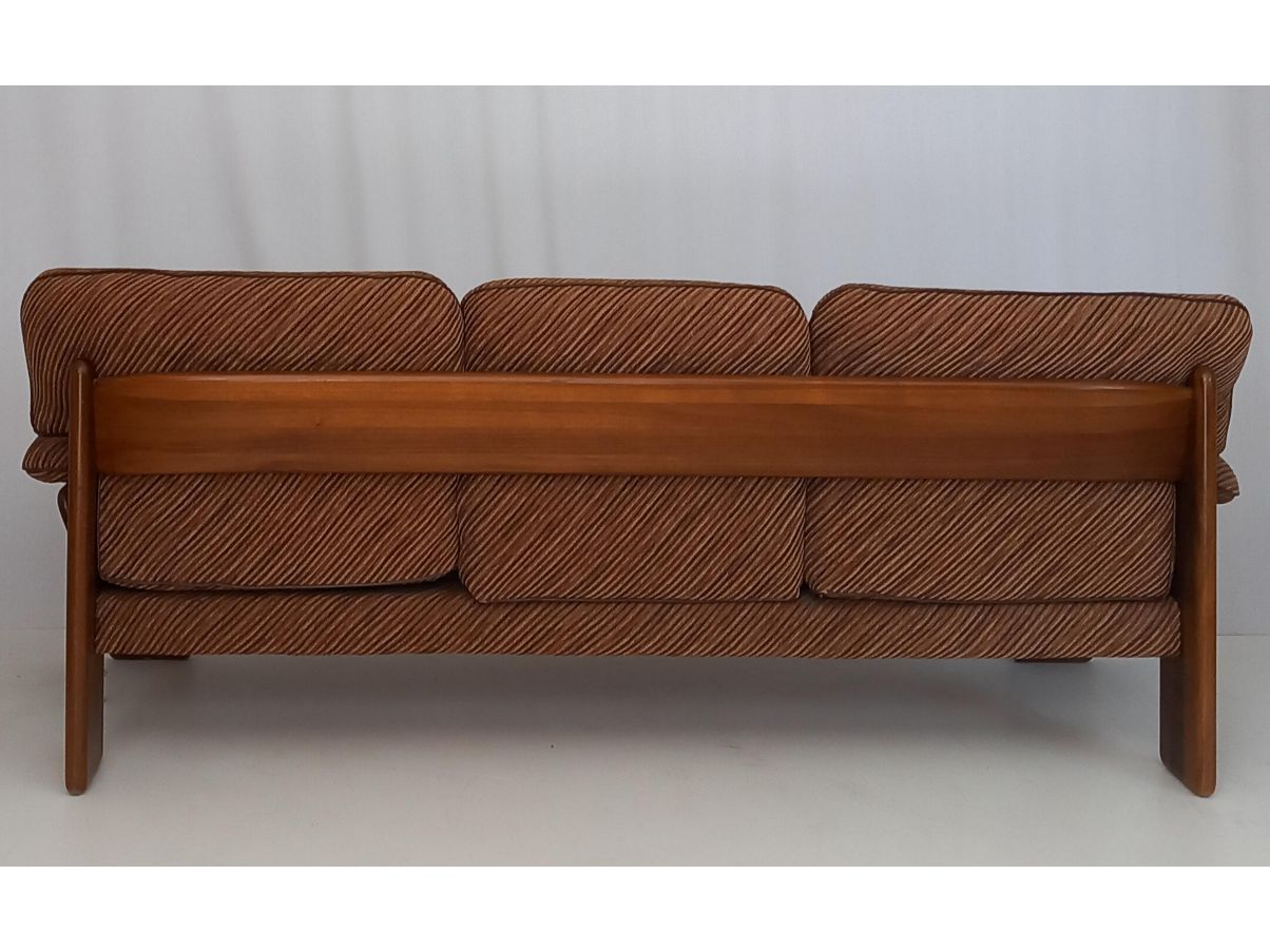Vintage 70s Brown Velvet 3-Seater Sofa Defects