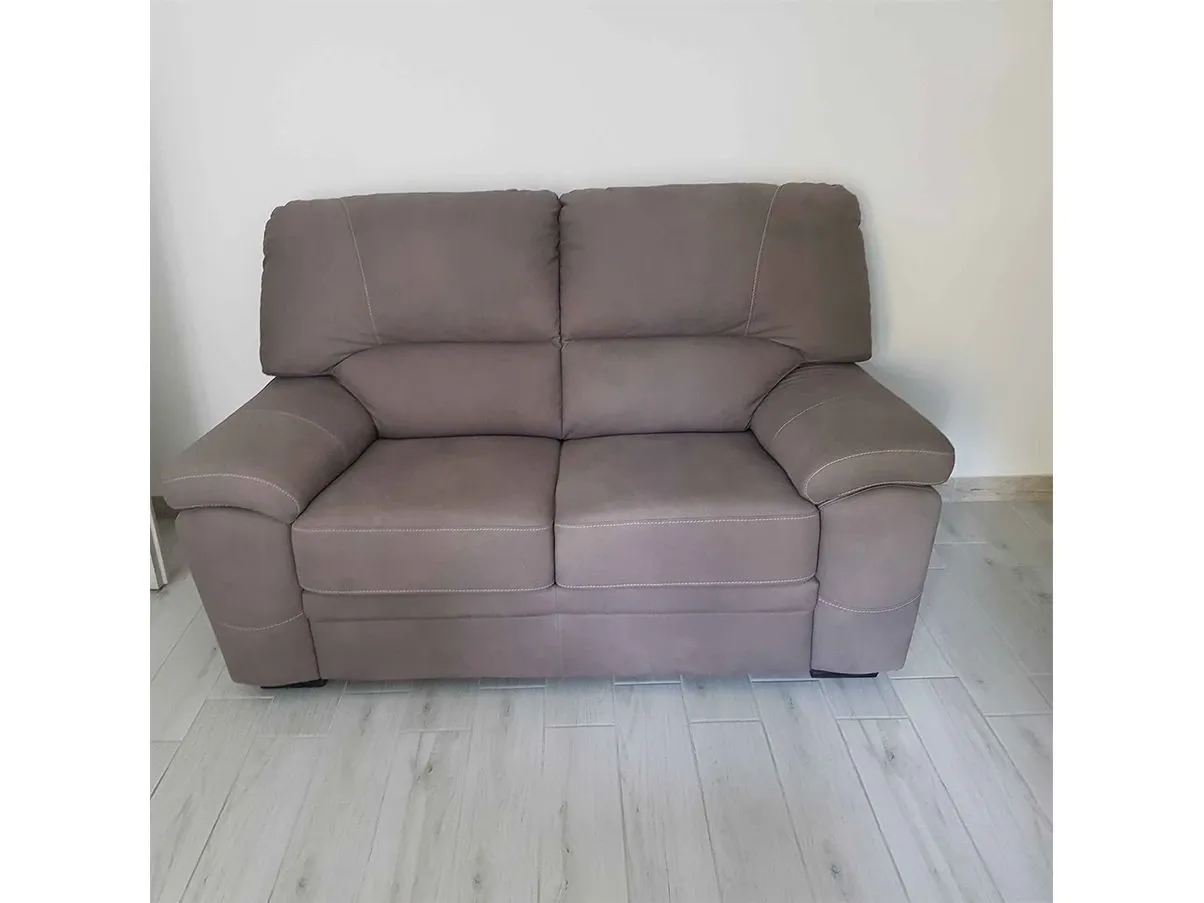 2-Sitzer Sofa aus Alcantara Stoff (Taupe) 2