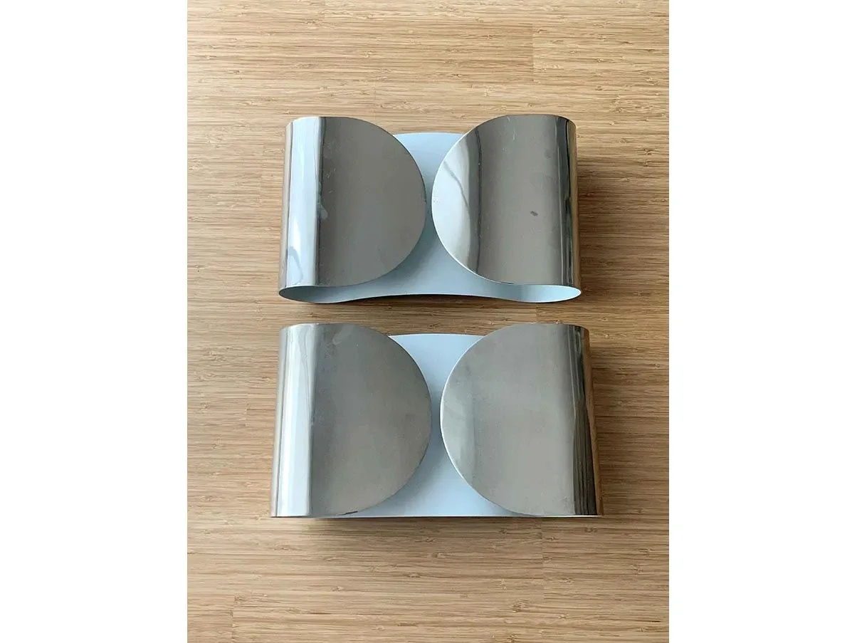 2er-Set Wandleuchten aus verchromtem Metall Foglio 1