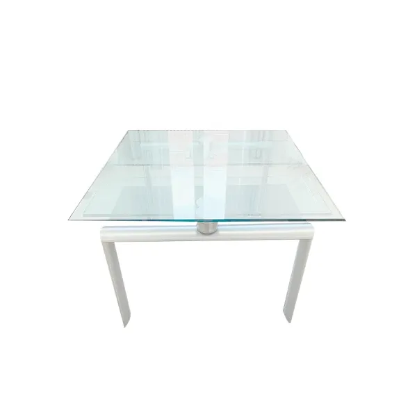 Policleto Q square table in aluminum and glass, Reflex image