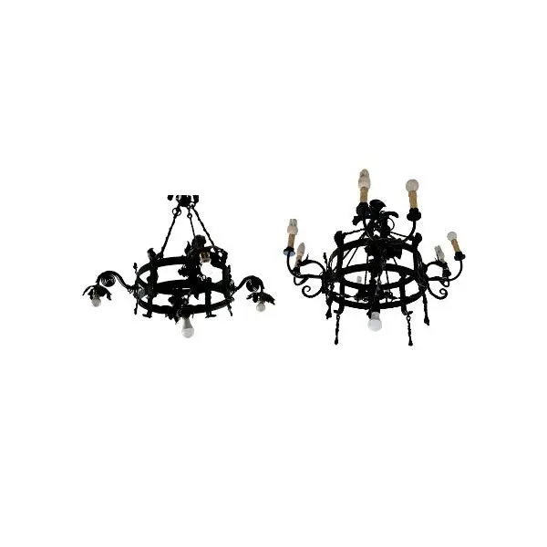 Set of 2 antique wrought iron chandeliers (&#39;800), image