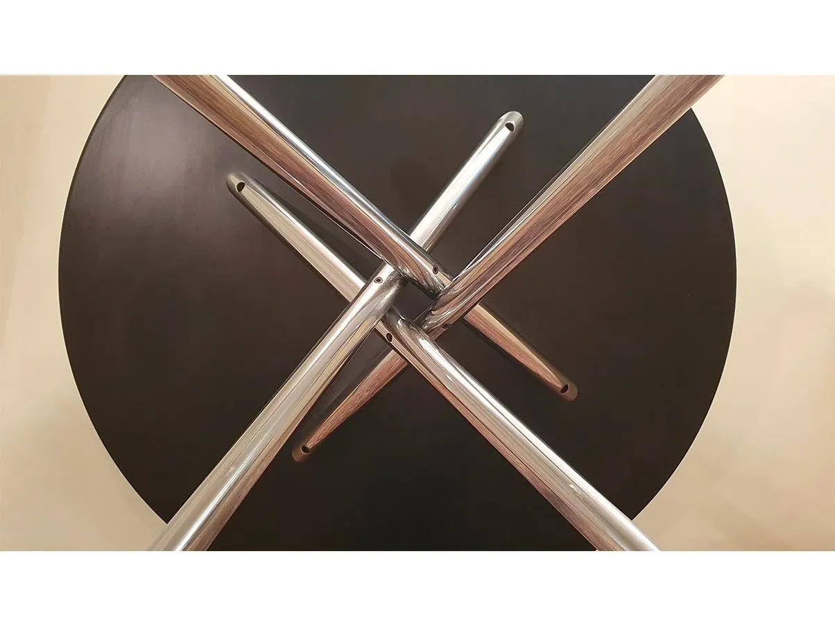 Tavolo rotondo Nodo con piano in legno laccato (nero), 5