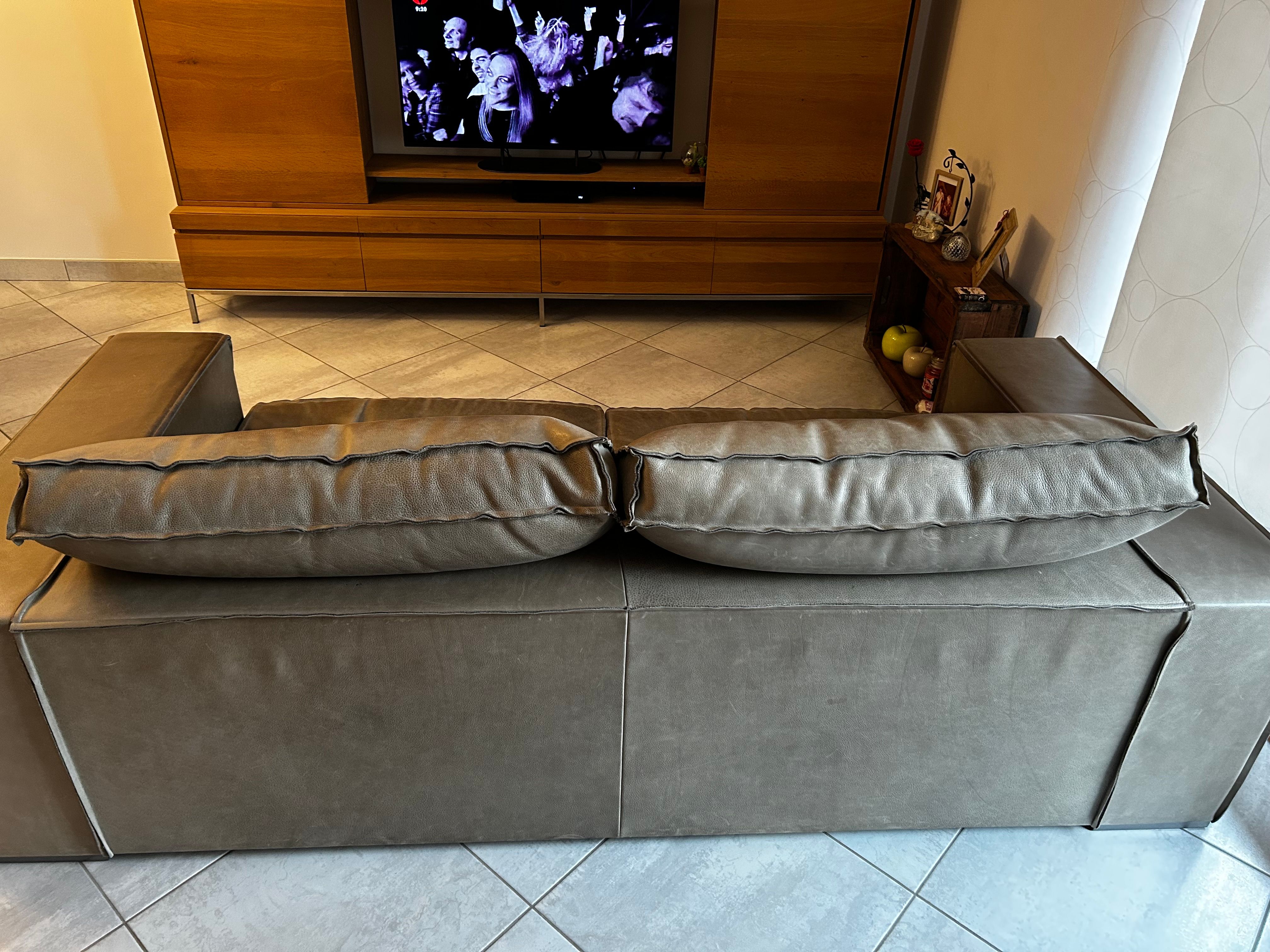 Budapest Soft 3 seater sofa covered in brown leather, Baxter  Front