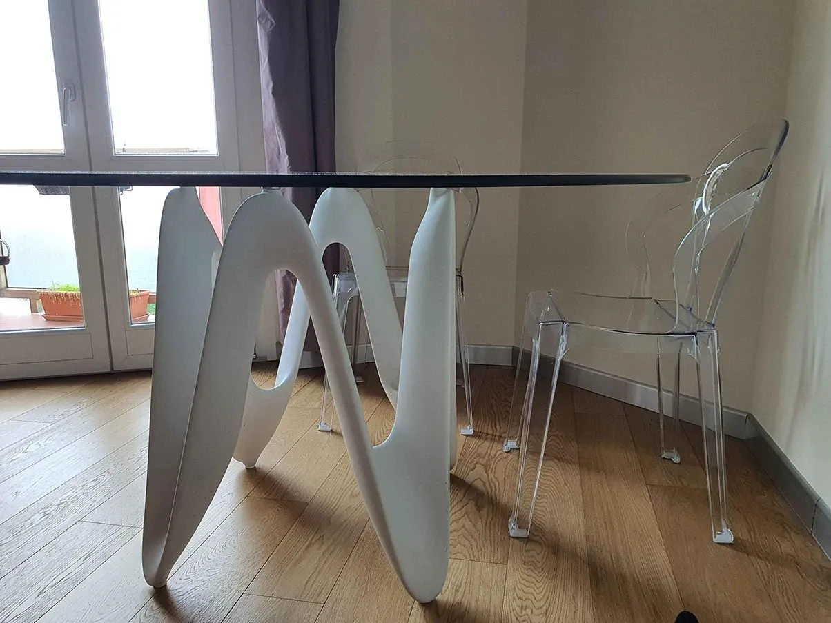 Lambda 140 round table in glass (white) 4