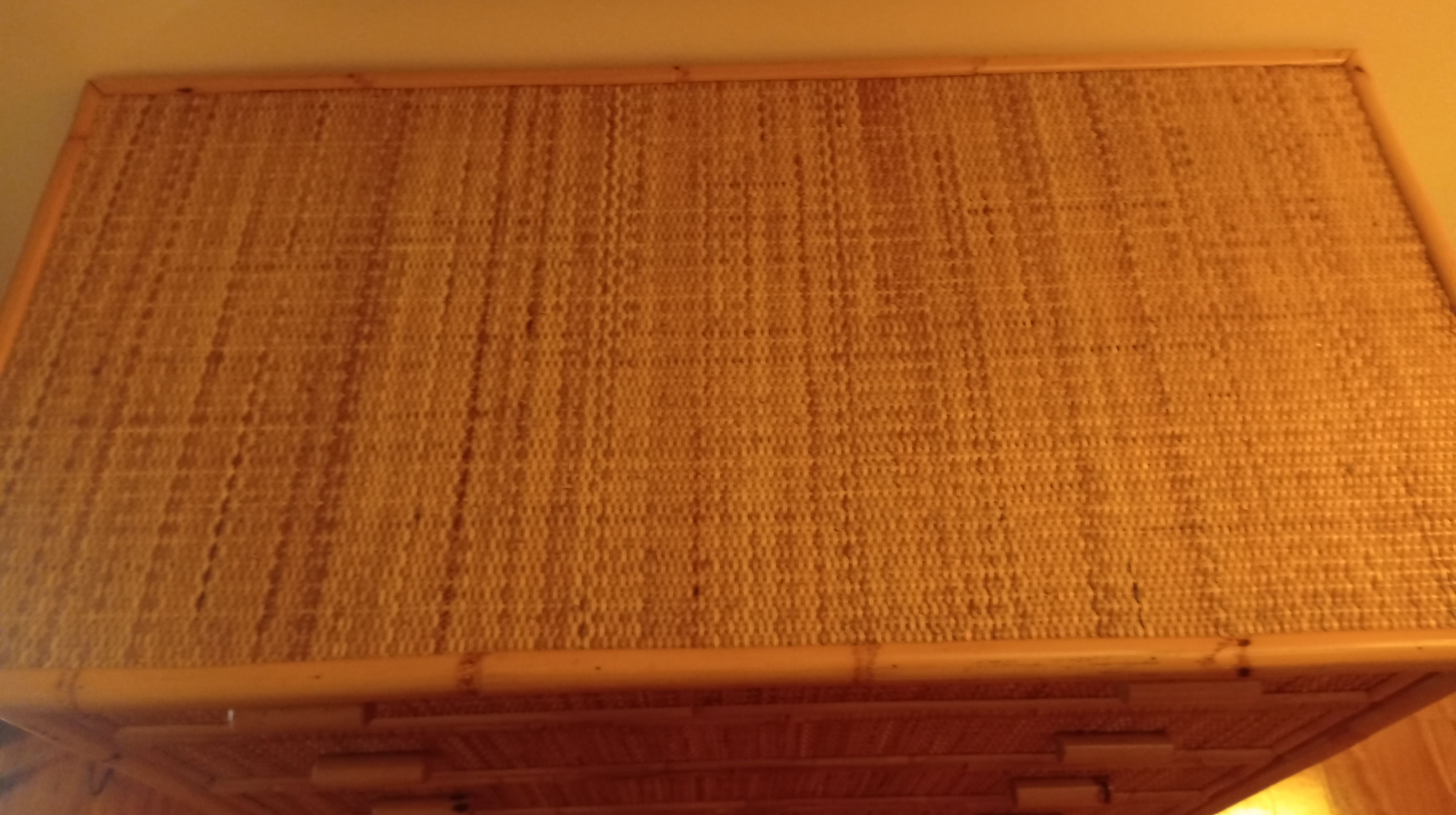 Kommode aus Rattan und Bambus (70er Jahre) Details