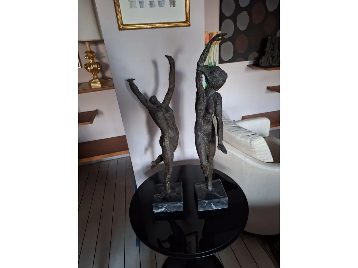 Coppia di sculture in bronzo Bombardini 