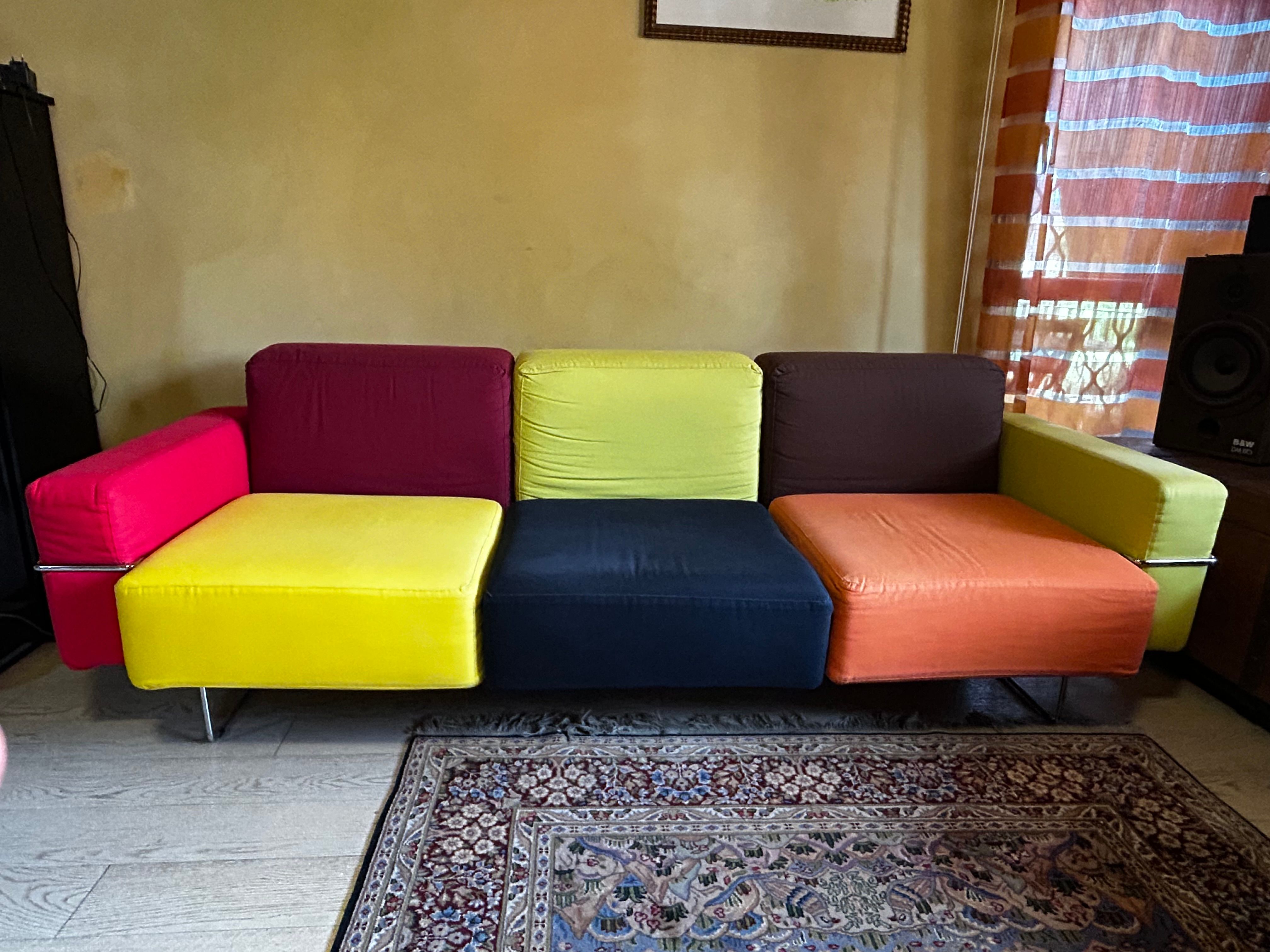 3 seater sofa Ipercubik multicolored by Pepe Tanzi, Biesse Main