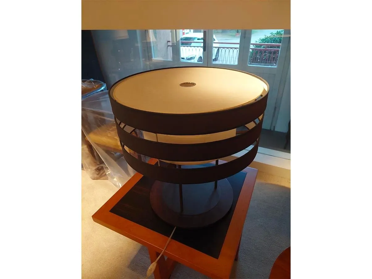 Lampada rotonda da tavolo Solaris in acero, Giorgetti 1
